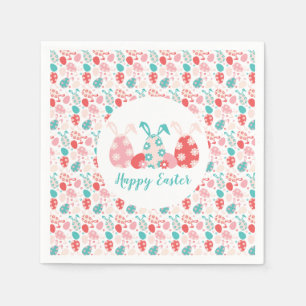 Happy Easter Decorated Eggs Bunny Ears Napkin