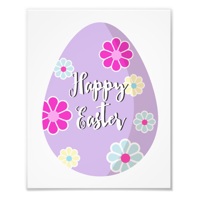 Happy Easter Decorated flower Egg Illustration Photo Print (Front)