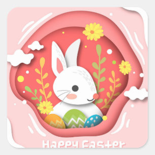 Happy Easter Decoration Square Sticker