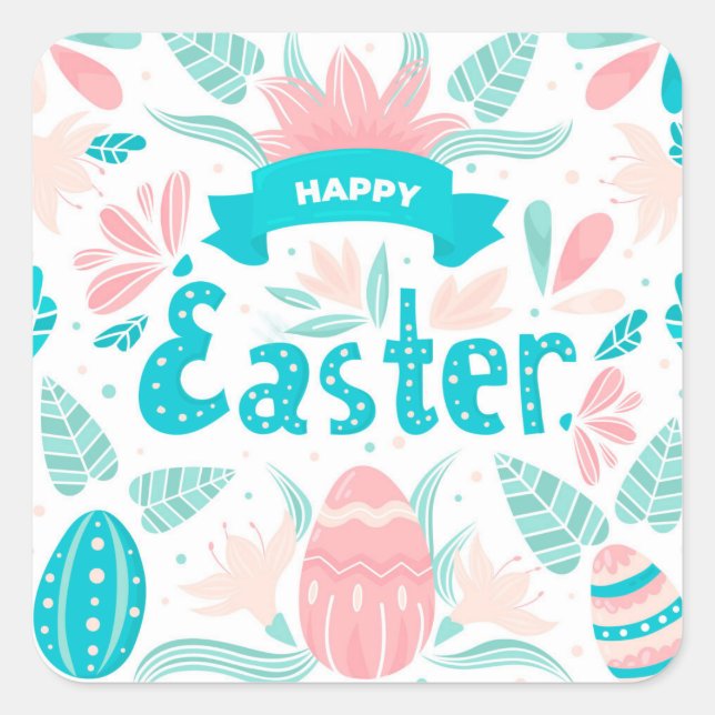 Happy Easter Decoration Square Sticker (Front)