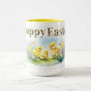 Happy Easter Decorative text Baby Chics Mug