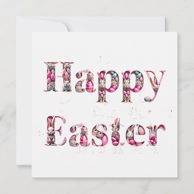 Happy Easter Decorative text  Holiday Card (Front)