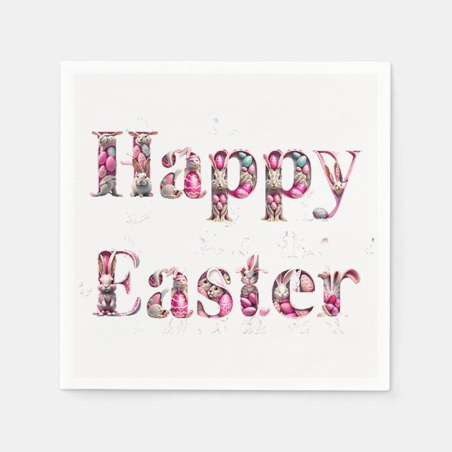 Happy Easter Decorative text  Napkin (Front)