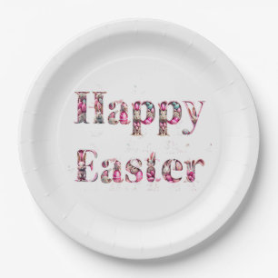 Happy Easter Decorative text  Paper Plate