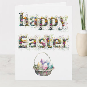 Happy Easter Decorative Wildflower text Card