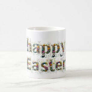 Happy Easter Decorative Wildflower text Coffee Mug
