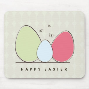 Happy Easter Design with Colourful Eggs Mouse Pad