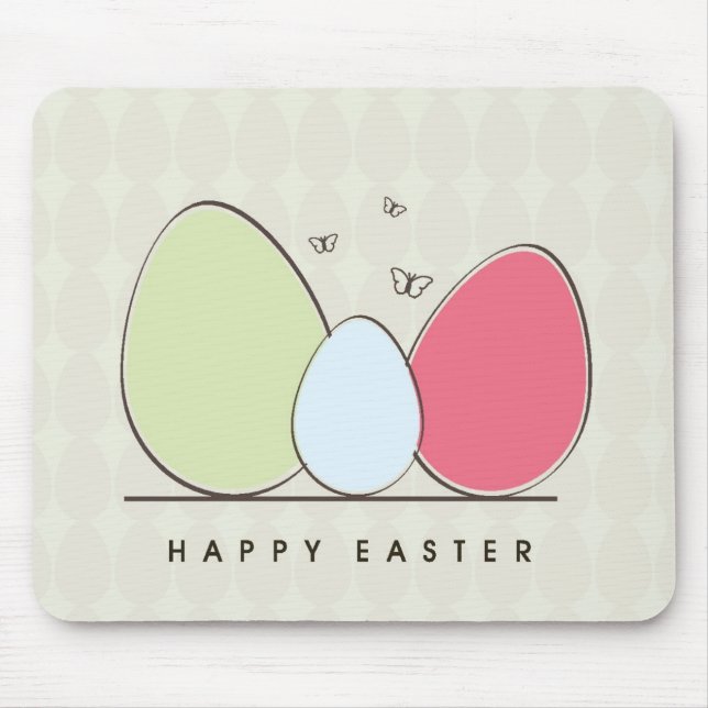 Happy Easter Design with Colourful Eggs Mouse Pad (Front)