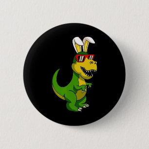 Happy Easter Dinosaur Bunny Ears Easter Boys Kids 2 Inch Round Button