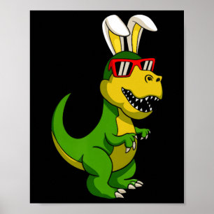 Happy Easter Dinosaur Bunny Ears Easter Boys Kids Poster