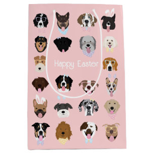 Happy Easter Dog Face Pattern Medium Gift Bag