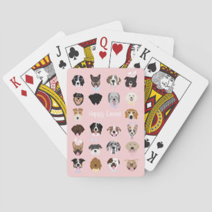 Happy Easter Dog Face Pattern Playing Cards