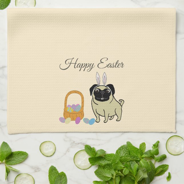 Happy Easter, dog Kitchen Towel (Folded)