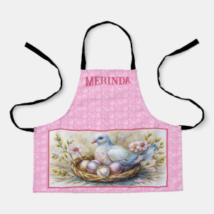 Happy Easter Dove Eggs Name Personalize. Apron