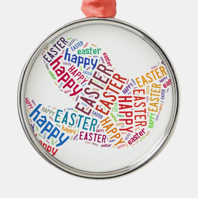 Happy Easter Dove Greeting Text Metal Ornament (Front)