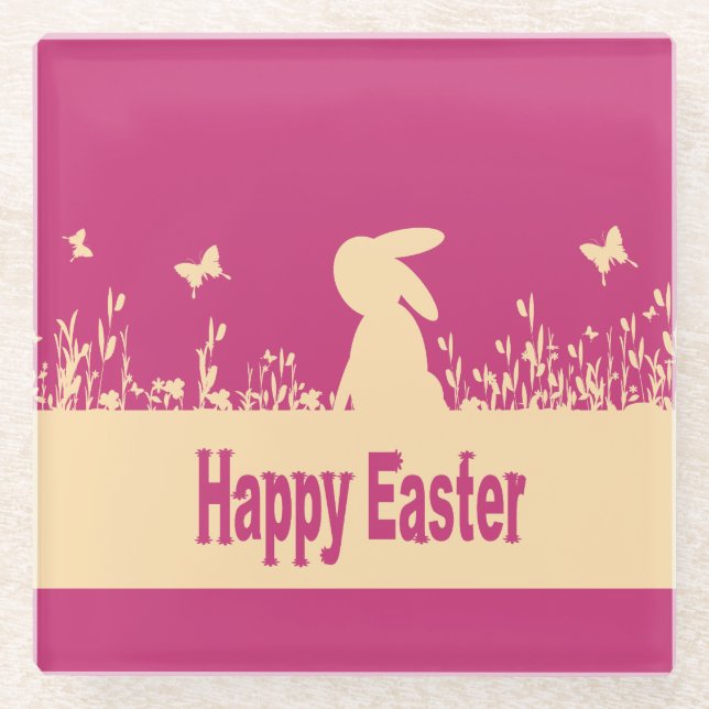 happy Easter,dreamy hare Glass Coaster (Front)