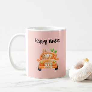 Happy Easter driver bunny on pink Coffee Mug