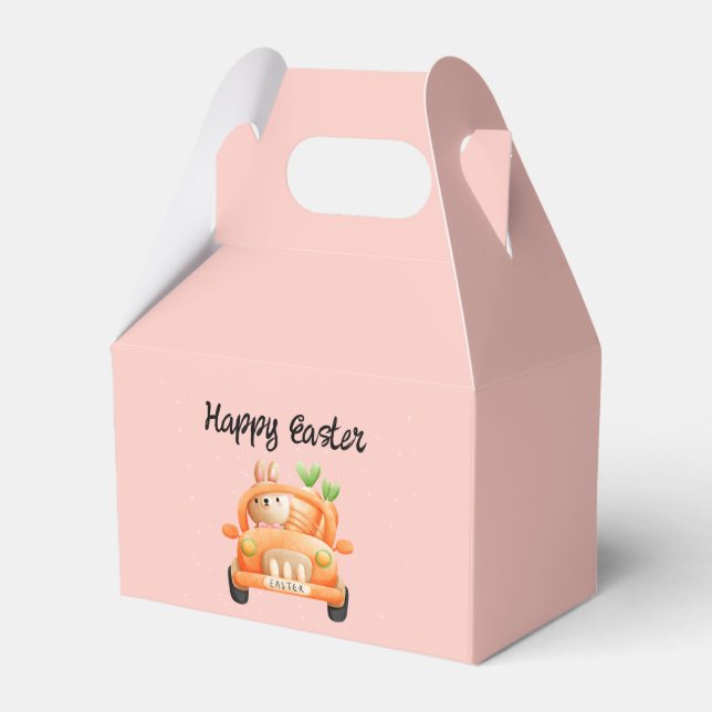 Happy Easter driver bunny on pink Favor Box (Front Side)