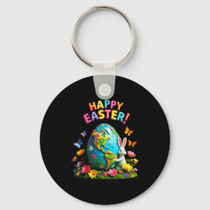 Happy easter earth day 2026 bunny world map easter keychain