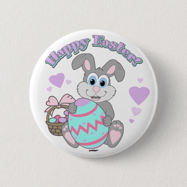 Happy Easter! Easter Bunny 2 Inch Round Button (Front)