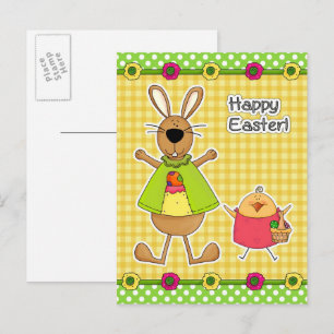 Happy Easter.Easter Bunny and Chick Postcards