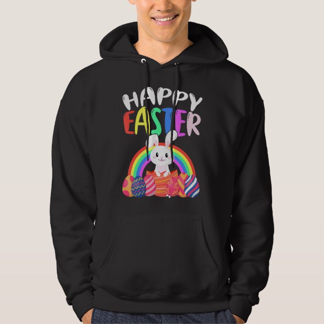 Happy Easter Easter Bunny Colourful Eggs Children  Hoodie (Front)