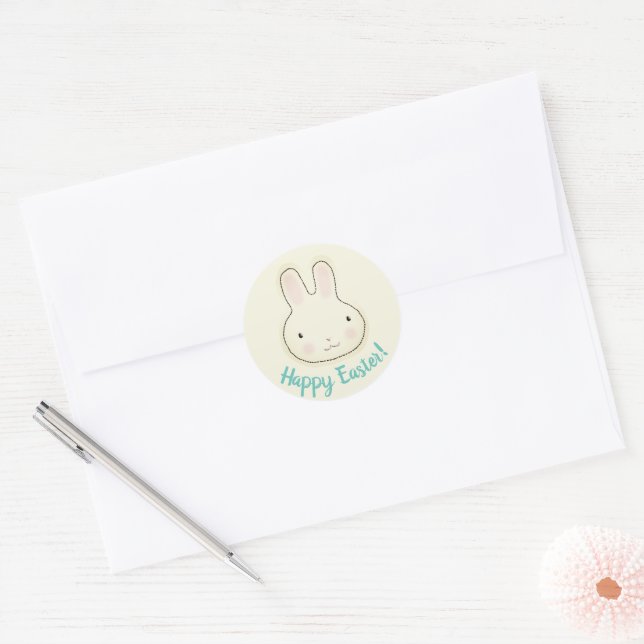 Happy Easter, Easter Bunny cute favour Classic Round Sticker (Envelope)