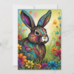 Happy Easter - Easter bunny in flowers Invitation
