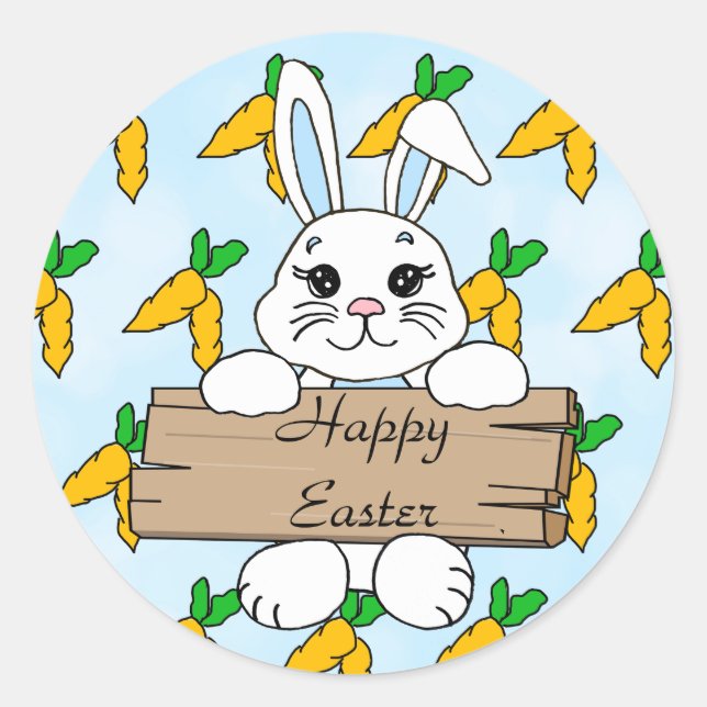 Happy Easter, Easter Bunny Sticker (Front)