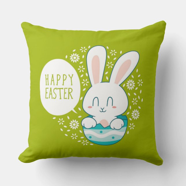 Happy Easter Easter Bunny Throw Pillow (Front)