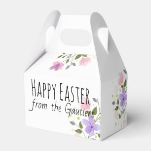Happy Easter Easter Bunny Watercolor Flowers Favor Box