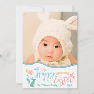 Happy Easter Easter Egg Bunny Photo Holiday Card