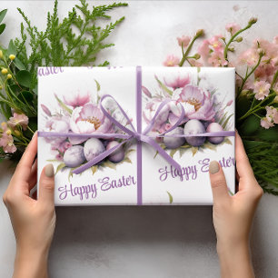 Happy Easter   Easter Eggs & Peonies   Easter Wrapping Paper