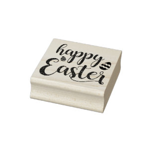 Happy Easter   Easter Themed Typography Text Rubber Stamp