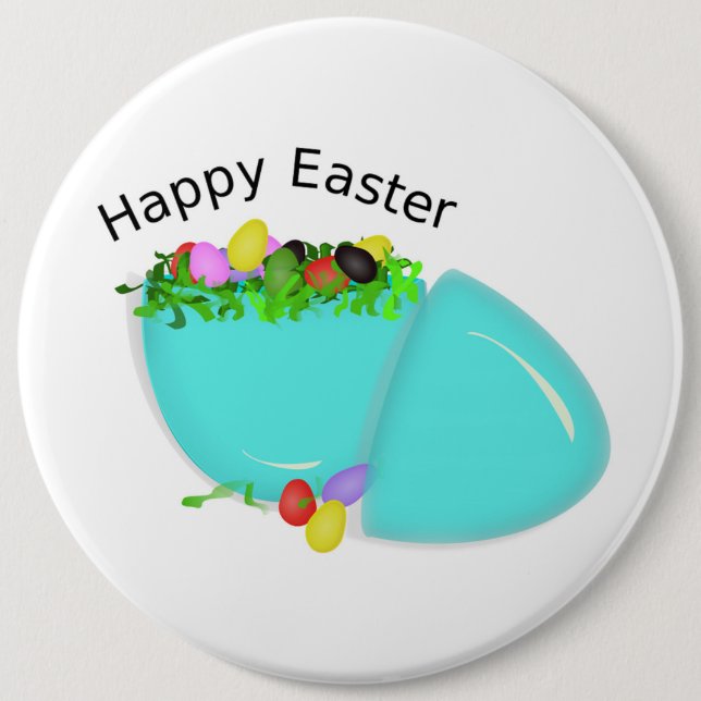 "HAPPY EASTER" EGG 6 INCH ROUND BUTTON (Front)