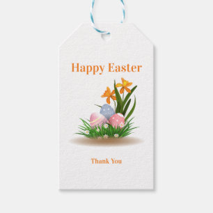 Happy easter egg and grass thank you gift tags