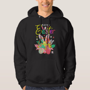Happy Easter Egg Basket Bunny Ears 4 Hoodie