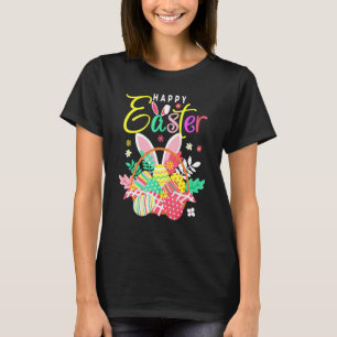 Happy Easter Egg Basket Bunny Ears T-Shirt
