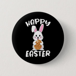Happy Easter Egg Bunny Giraffe Print Bunny Easter 2 Inch Round Button