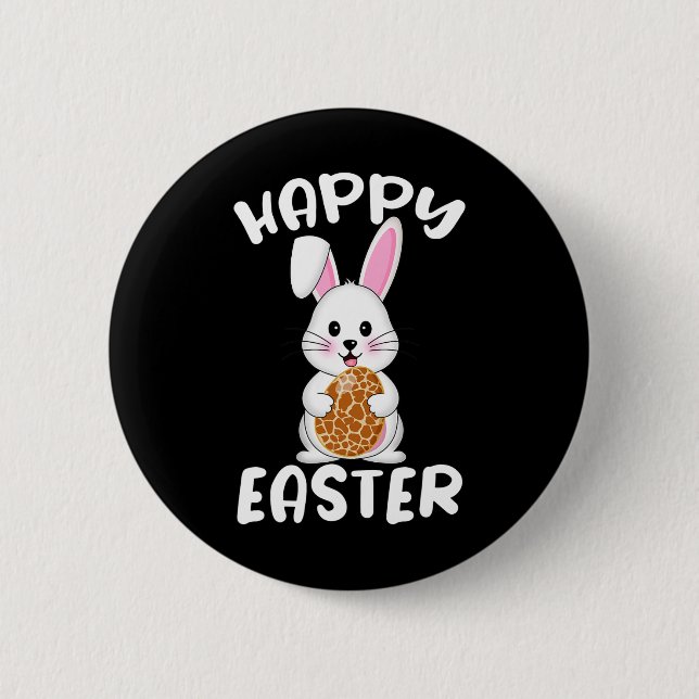 Happy Easter Egg Bunny Giraffe Print Bunny Easter  2 Inch Round Button (Front)