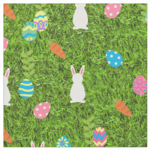 happy Easter Egg Bunny rabbit kawaii grass Fabric