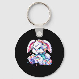 Happy easter egg bunny video game for kids boys keychain