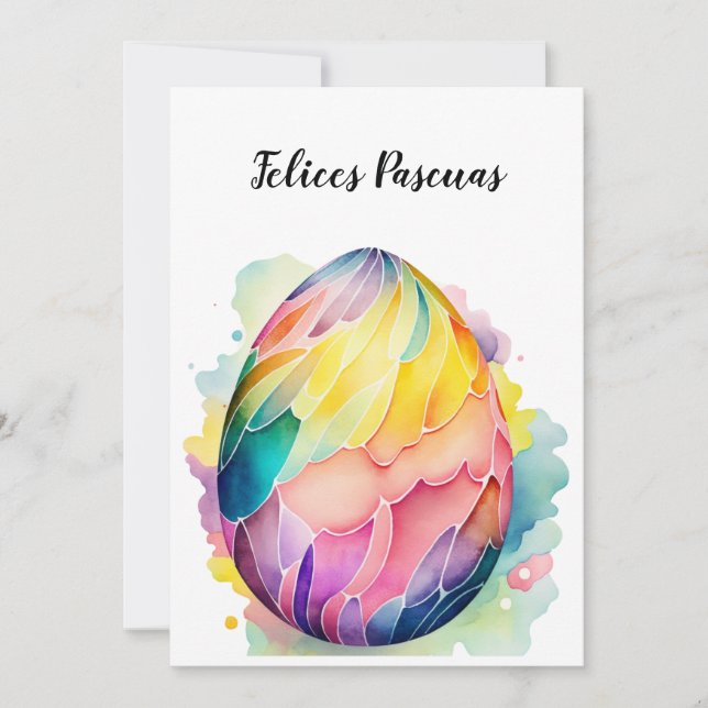 Happy Easter Egg Card Design In Spanish (Front)