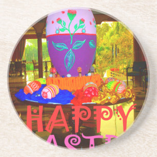 Happy Easter Egg Centerpiece for Spring Coaster