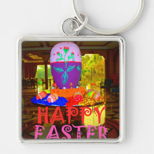 Happy Easter Egg Centerpiece for Spring Keychain