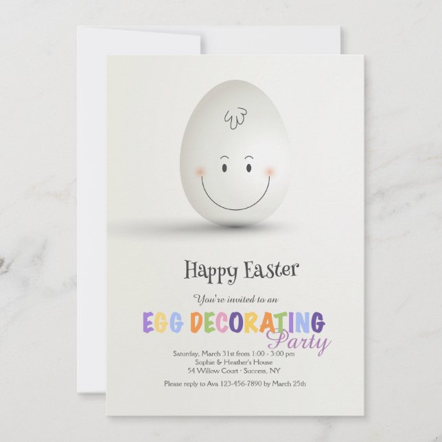 Happy Easter Egg Decorating Party Invitation (Front)