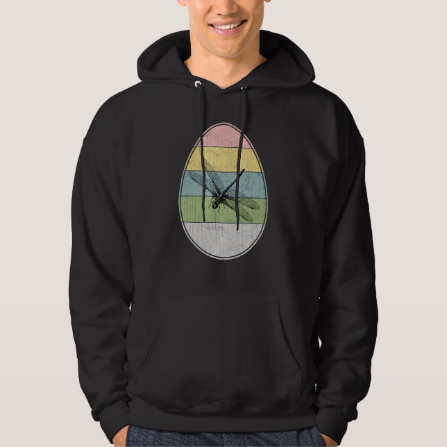 Happy Easter Egg Dragonfly Graphic Cool Easter Day Hoodie (Front)