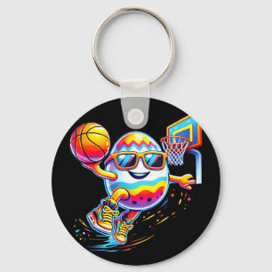 Happy easter egg dunking bunny basketball boysHapp Keychain