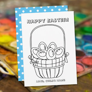 Happy Easter Egg Filled Basket Colouring Page