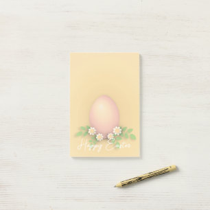 Happy Easter Egg & Flowers yellow pink pastel Post-it Notes